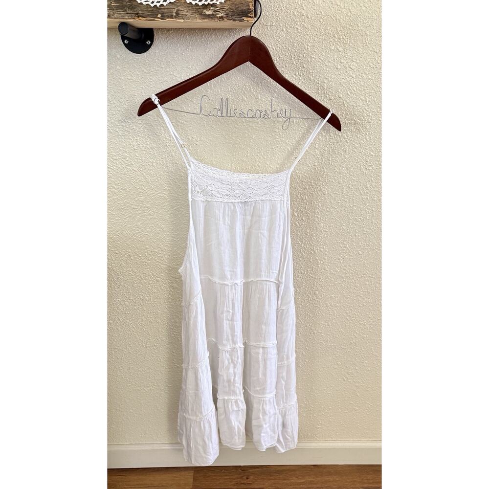 Raviva Women’s Size Large White Maxi Rayon/Cotton Tiered Cottagecore Dress Boho - Picture 3 of 8